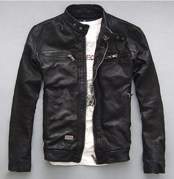     ¥   귣     ܿ Ʈ   ߿ Jaqueta ZH031/Factory Men Leather Jacket Real Genuine Sheepskin Brand Black Male Biker Moto